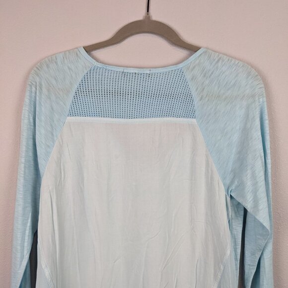 XCVI Mesh Blue Tunic Cotton Blouse 3/4 sleeve Size Small - Picture 7 of 9